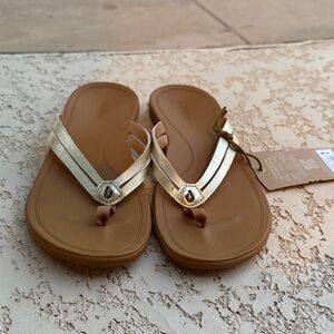 OluKai Metallic and Tan Sandals
